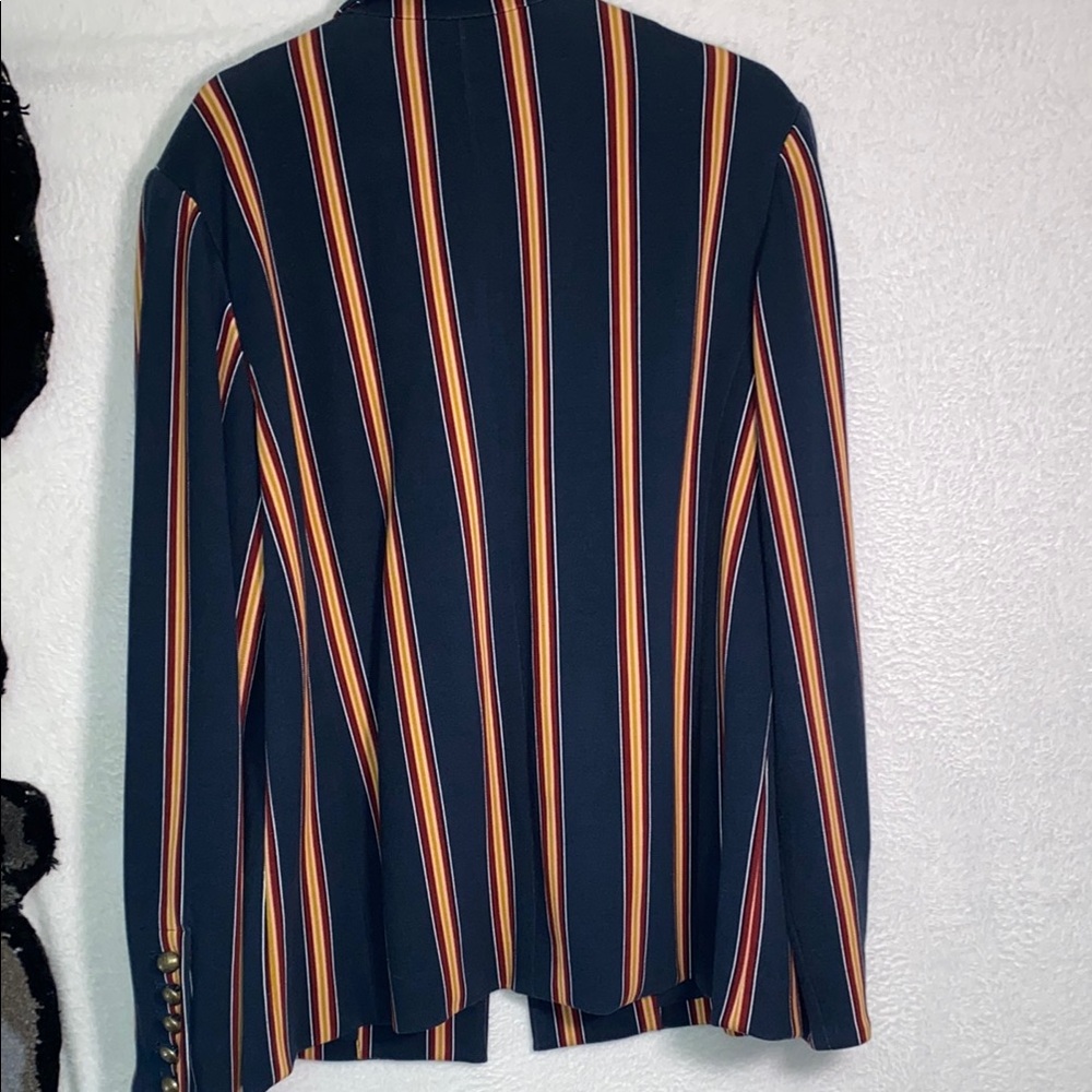 Chico’s Blue and Gold Chevron Blazer Modern Structured Design - Picture 4 of 7